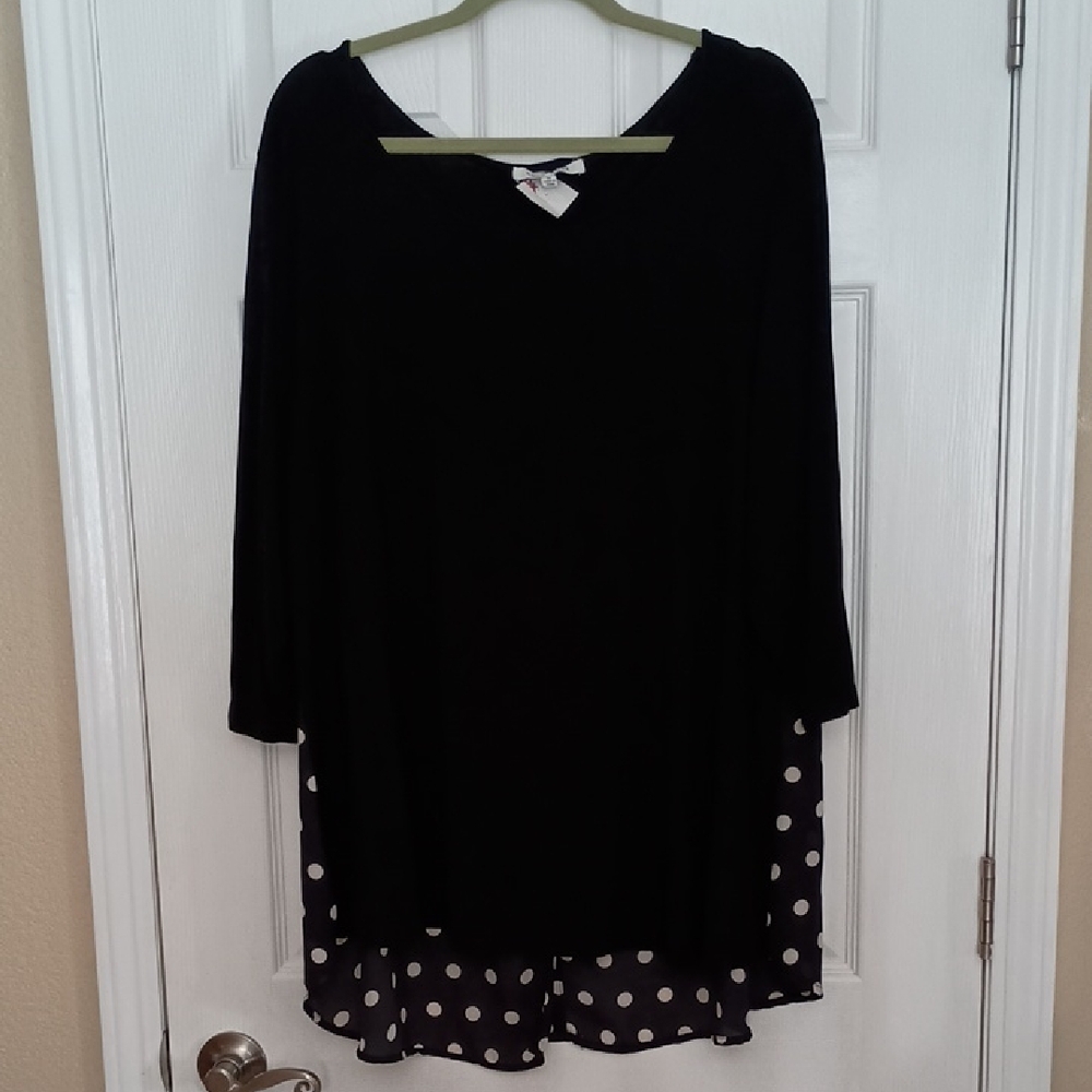 New! Rose + Olive Size 3X Back Polka Dot Blouse (b260)